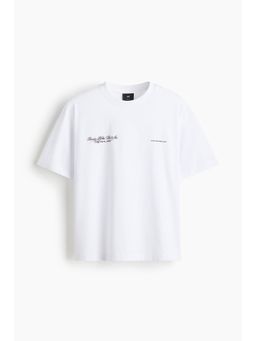H&M - Men White Loose Fit Printed T-Shirt