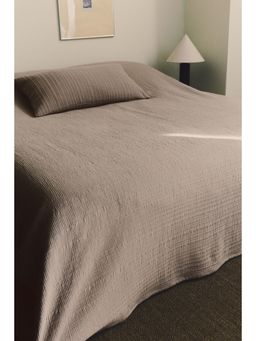 H&M - Beige Cotton Muslin Bedspread