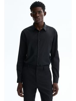 H&M - Men Black Regular Fit Easy-Iron Shirt