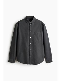 H&M - Men Grey Regular Fit Oxford Shirt