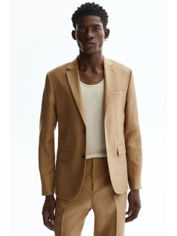 H&M - Men Beige Slim Fit Linen Jacket