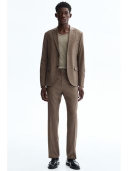 H&M - Men Beige Regular Fit Suit Trousers