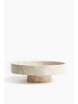 H&M - Beige Footed Marble Serving Bowl