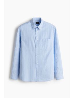 H&M - Men Blue Loose Fit Poplin Shirt