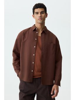 H&M - Men Brown Relaxed Fit Linen-Blend Shirt