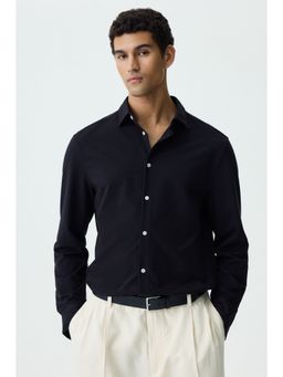 H&M - Men Black Four-Way Stretch Slim Fit Shirt
