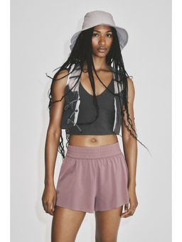 H&M - Women Beige Layered Sports Shorts With Pocket