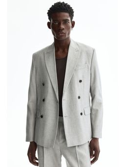 H&M - Men Grey Regular Fit Double-Breasted Jacket