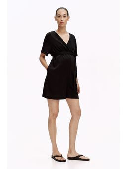 H&M - Women Black MAMA Crinkled Jersey Playsuit