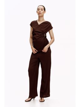 H&M - Women Brown MAMA 2-Piece Crinkled Jersey Set