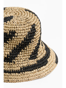 H&M - Women Beige Handmade Straw Bucket Hat