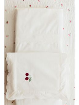 H&M - White Embroidery-Detail Cot Duvet Cover Set