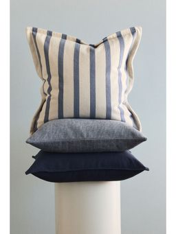 H&M - White Patterned Canvas Cushion Cover
