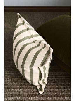 H&M - White Patterned Canvas Cushion Cover