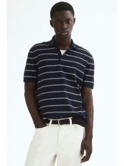 H&M - Men Blue Regular Fit Polo T-Shirt