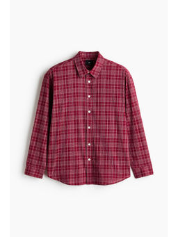 H&M - Men Red Relaxed Fit Seersucker Shirt