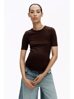 H&M - Women Brown MAMA Ribbed T-Shirt