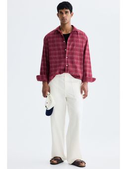 H&M - Men White Relaxed Fit Twill Trousers