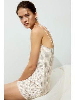 H&M - Women White Lace-Trimmed Satin Nightslip