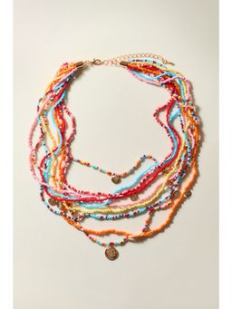 H&M - Women Orange Beaded Multi-Strand Necklace
