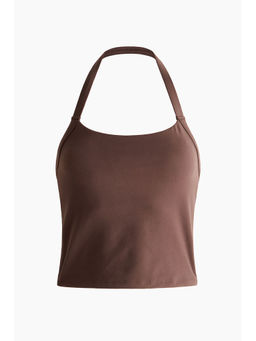 H&M - Women Brown Halter Neck Sports Vest Top With Softmove