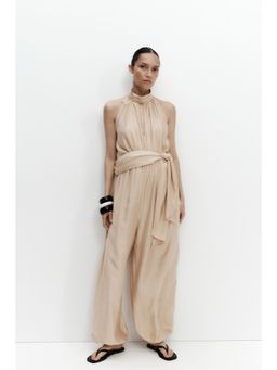 H&M - Women Beige MAMA Halter Neck Jumpsuit