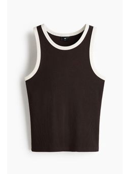 H&M - Men Brown Slim Fit Ribbed Vest Top
