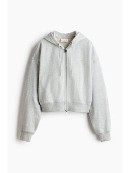 H&M - Women Grey Sports Cropped Zip-Through Hoodie