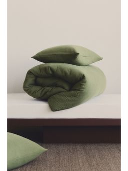 H&M - Green Muslin Double/King Duvet Cover Set
