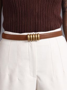 Kazo - Ornate Metal Buckle Belt- Tan (M)