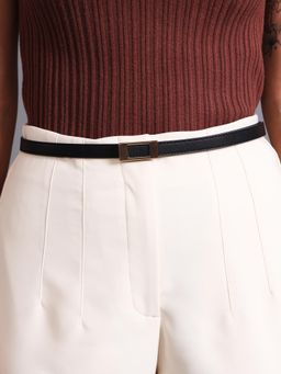 Kazo - Linear Square Buckle Belt- Black (M)