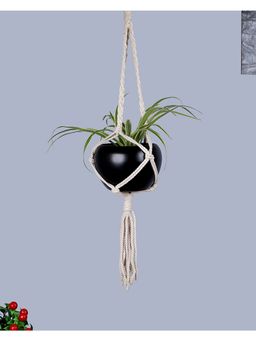 Homesake - Macrame Hanging Planter Medium Beige Pot