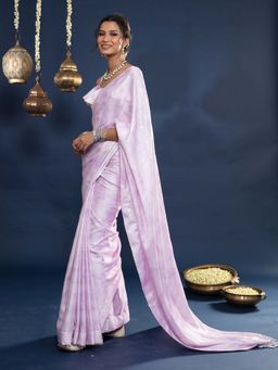Gajra Gang - Shimmery Tie Dye Lilac Sequin Saree with Unstitched Blouse