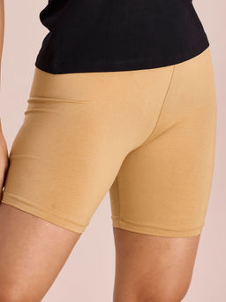 Go Colors - Women's Solid Khaki Cycling Shorts