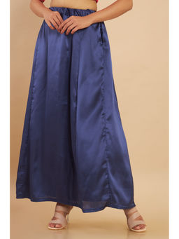 Soch - Women Navy Blue Satin Solid/plain Petticoat
