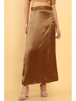 Soch - Women Brown Satin Solid/plain Petticoat