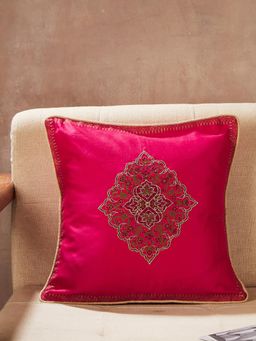 Fabindia - Pink Naisha Printed Cotton Silk Haaris Cushion Cover (16X16 Inches)