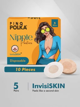Pinq Polka - Disposable Nipple Pasties – Ultra Thin Nipple Covers Cotton Feel Pasties Nude (10 Pcs)
