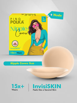 Pinq Polka - Reusable Nipple Covers Nude (1 Pair) Adhesive Stick On Silicone Nipple Pasties 8CM