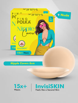 Pinq Polka - Reusable Nipple Covers Nude (2 Pairs) Adhesive Stick On Silicone Nipple Pasties 8CM