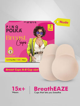 Pinq Polka - Breast Cups Nude A-B Cup (1 Pair) Reusable Push Up Silicon Bra Boob Tape Skin Friendly
