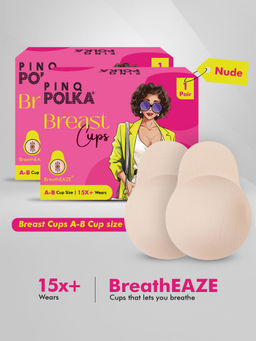 Pinq Polka - Breast Cups Nude A-B Cup (2 Pairs) Reusable Push Up Silicon Bra Boob Tape Skin Friendly