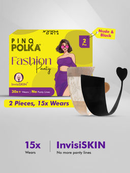 Pinq Polka - Fashion Panty Thong Nude Lace & Black Spandex – Seamless C-String M Size (2 Pcs)