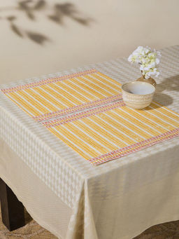 Fabindia - Yellow Hamza Printed Mat - Set Of 6