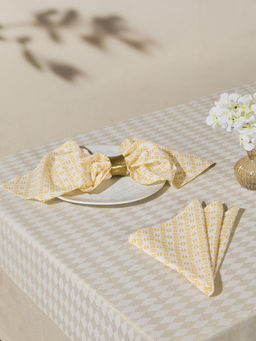 Fabindia - Yellow Hamza Printed Napkin - Set Of 6