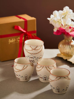 Fabindia - Bharat Ceramic Decaled Kulhad - Set Of 4