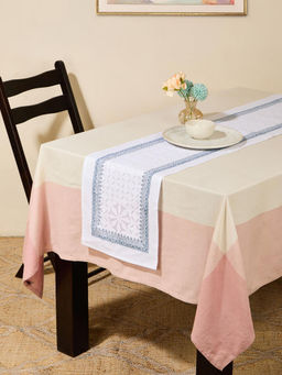 Fabindia - White Sangam Applique Embroidered Cotton Table Runner