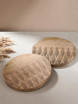 Fabindia - Natural Sehar Wooden Trivet - Set Of 2