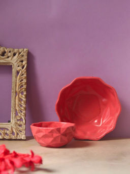 WEAVING HOMES - Red Diamond Breakfast Bowl - Set Of 2