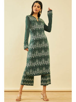 Soch - Womens Green Winter Kurta (Set of 2)